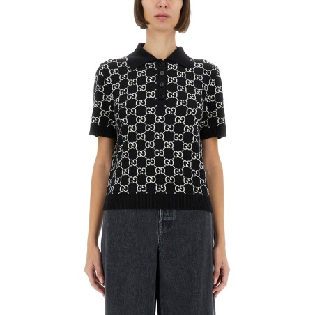 GG WOOL JACQUARD REVERSIBLE POLO SHIRT