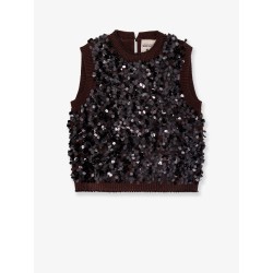 Wool and cashmere vest with sequins