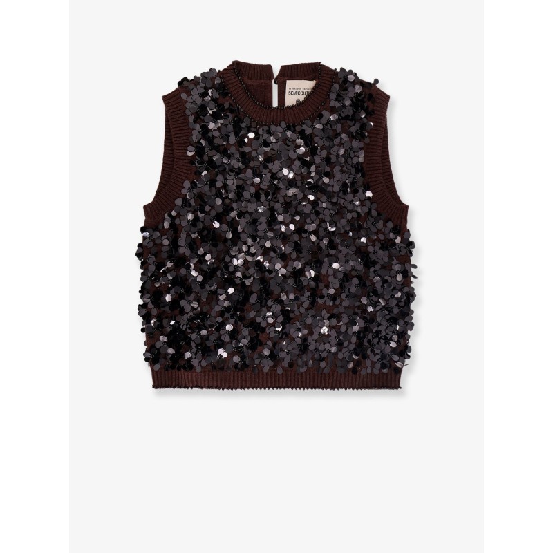 Wool and cashmere vest with sequins