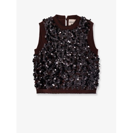 Wool and cashmere vest with sequins