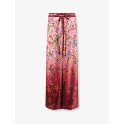 Silk trousers with Gucci Flora print