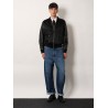 Cotton and nylon jacket with leather sleeves