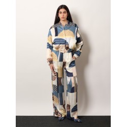 Patchwork silk trousers