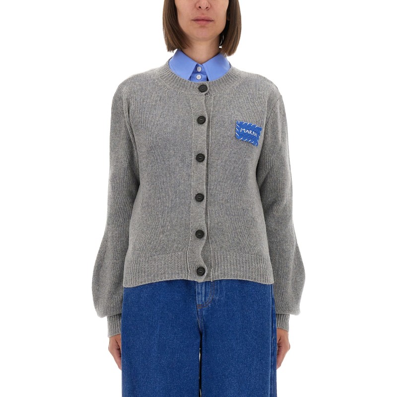 CASHMERE CARDIGAN WITH LOGO