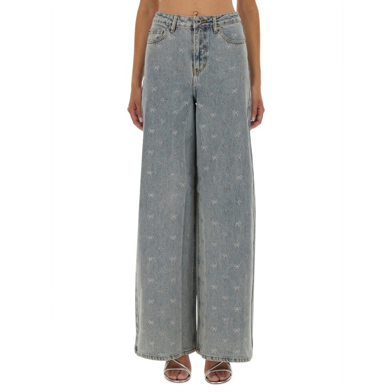JEANS WITH RHINESTONE BOWS