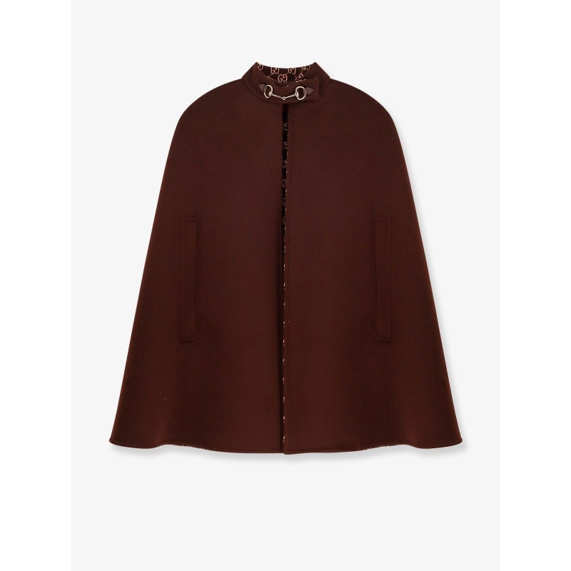 Wool cape with iconic Horsebit