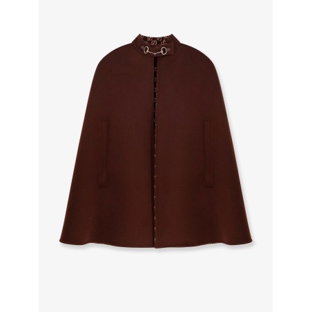Wool cape with iconic Horsebit