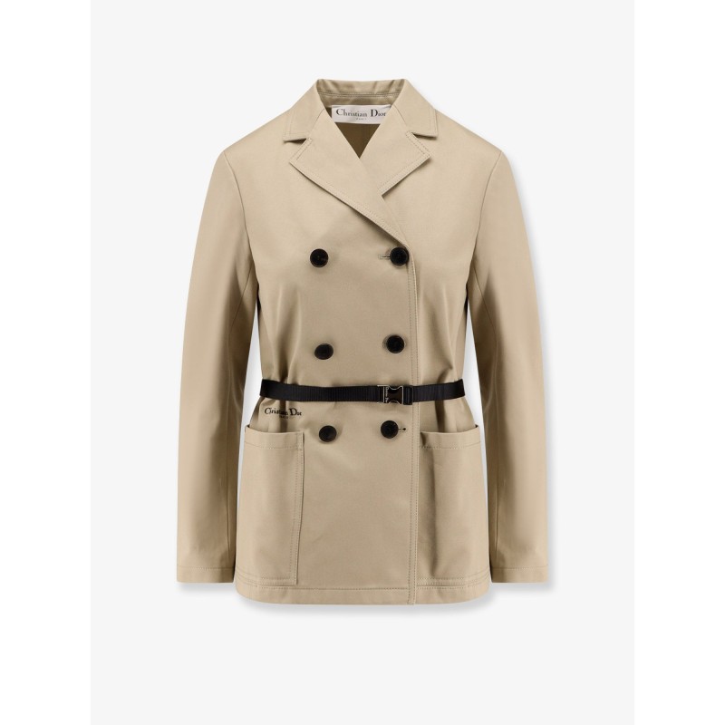 Fitted cotton trench with grosgrain belt