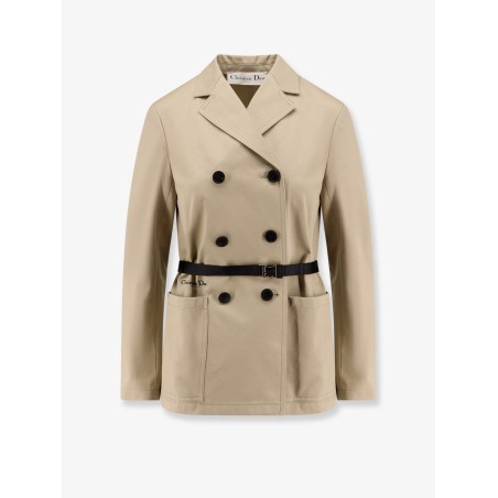 Fitted cotton trench with grosgrain belt