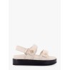 Leather sandals with metal monogram