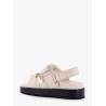 Leather sandals with metal monogram