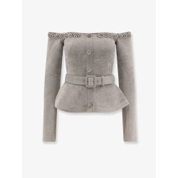 Chenille sweater with rhinestones