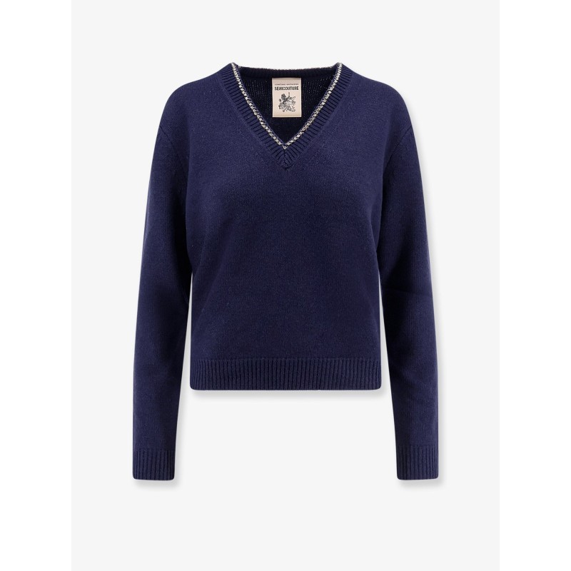 Wool and cashmere sweater with rhinestones