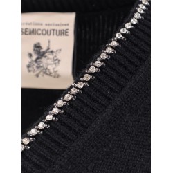 Wool and cashmere sweater with rhinestones