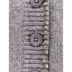 Wool and cashmere cardigan with rhinestones