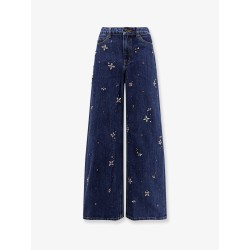 Wide leg jeans with rhinsestones