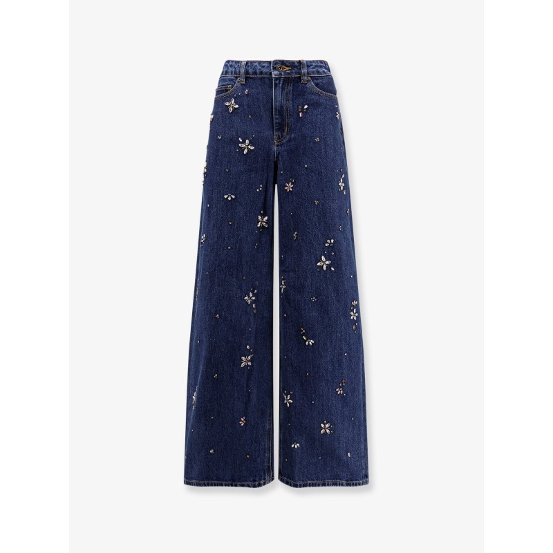 Wide leg jeans with rhinsestones