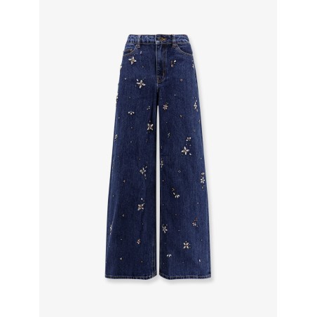 Wide leg jeans with rhinsestones