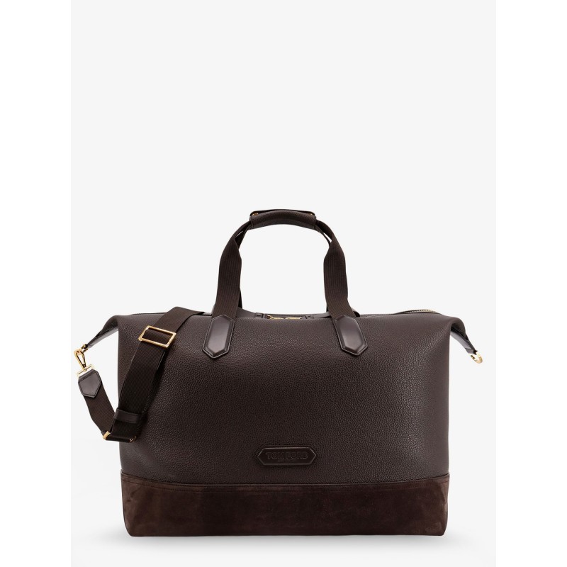 Leather travel bag with suede inserts