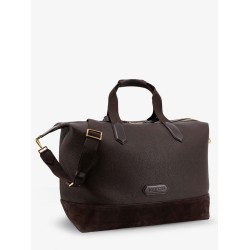 Leather travel bag with suede inserts