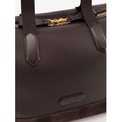 Leather travel bag with suede inserts