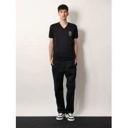 Cotton t-shirt with hand-embroidered patch