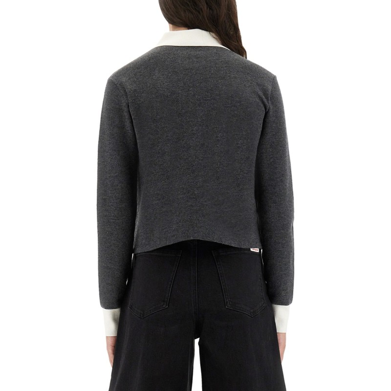 CARDIGAN WITH CONTRASTING COLLAR