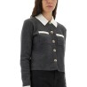 CARDIGAN WITH CONTRASTING COLLAR