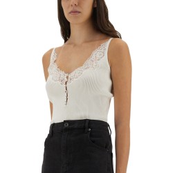 RIBBED KNIT TOP WITH LACE