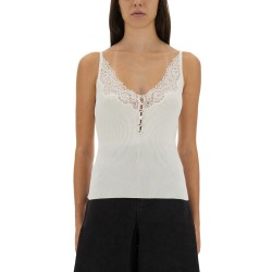 RIBBED KNIT TOP WITH LACE
