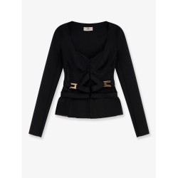 Stretch fabric blazer with metal details