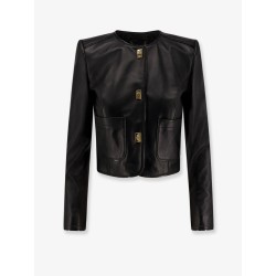 Leather jacket with Monogram metal details