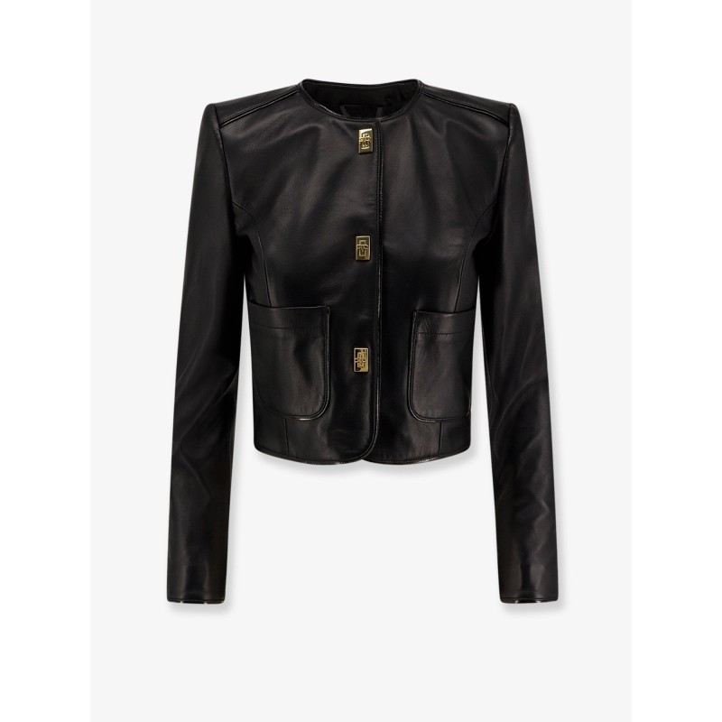 Leather jacket with Monogram metal details