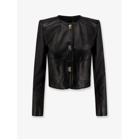 Leather jacket with Monogram metal details