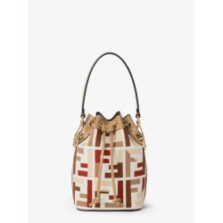 Mon Tresor FF jacquard fabric and leather bucket bag