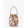 Mon Tresor FF jacquard fabric and leather bucket bag