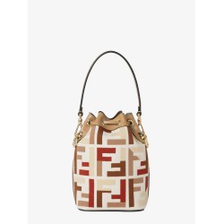 Mon Tresor FF jacquard fabric and leather bucket bag