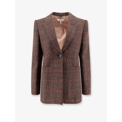 Tartan wool blazer with shoulder pads