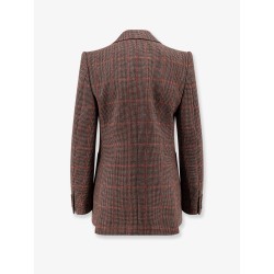 Tartan wool blazer with shoulder pads