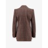 Tartan wool blazer with shoulder pads