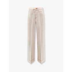 Flip Cuffed cream denim trousers