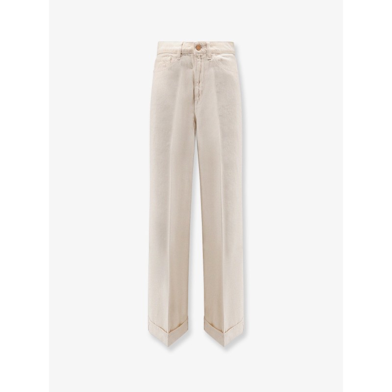 Flip Cuffed cream denim trousers