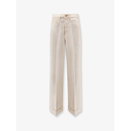 Flip Cuffed cream denim trousers