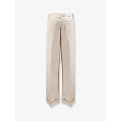 Flip Cuffed cream denim trousers
