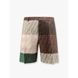 Linen bermuda shorts with all-over ff print
