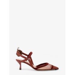Colibrì leather and mesh slingback with FF motif