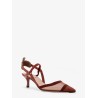 Colibrì leather and mesh slingback with FF motif