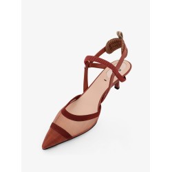Colibrì leather and mesh slingback with FF motif