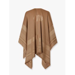 Wool and cashmere poncho with jacquard manufacturing