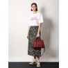 Leather handbag with metal detail